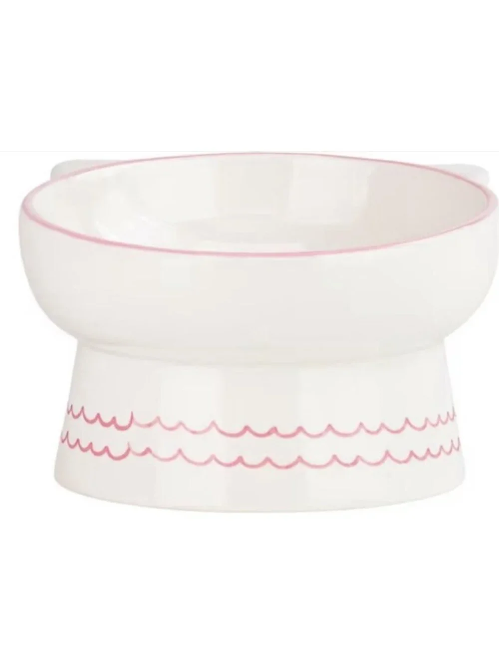 Elevated Pet Bowl 10 Strawberry Street White Pink Ceramic Food Water Dish New